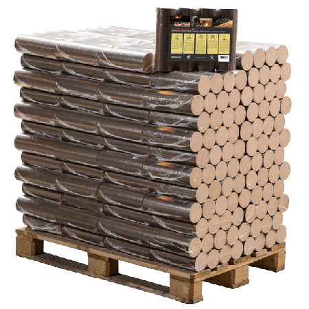 Ronde beuk briketten pallet 96 pakken x 10kg (960kg)